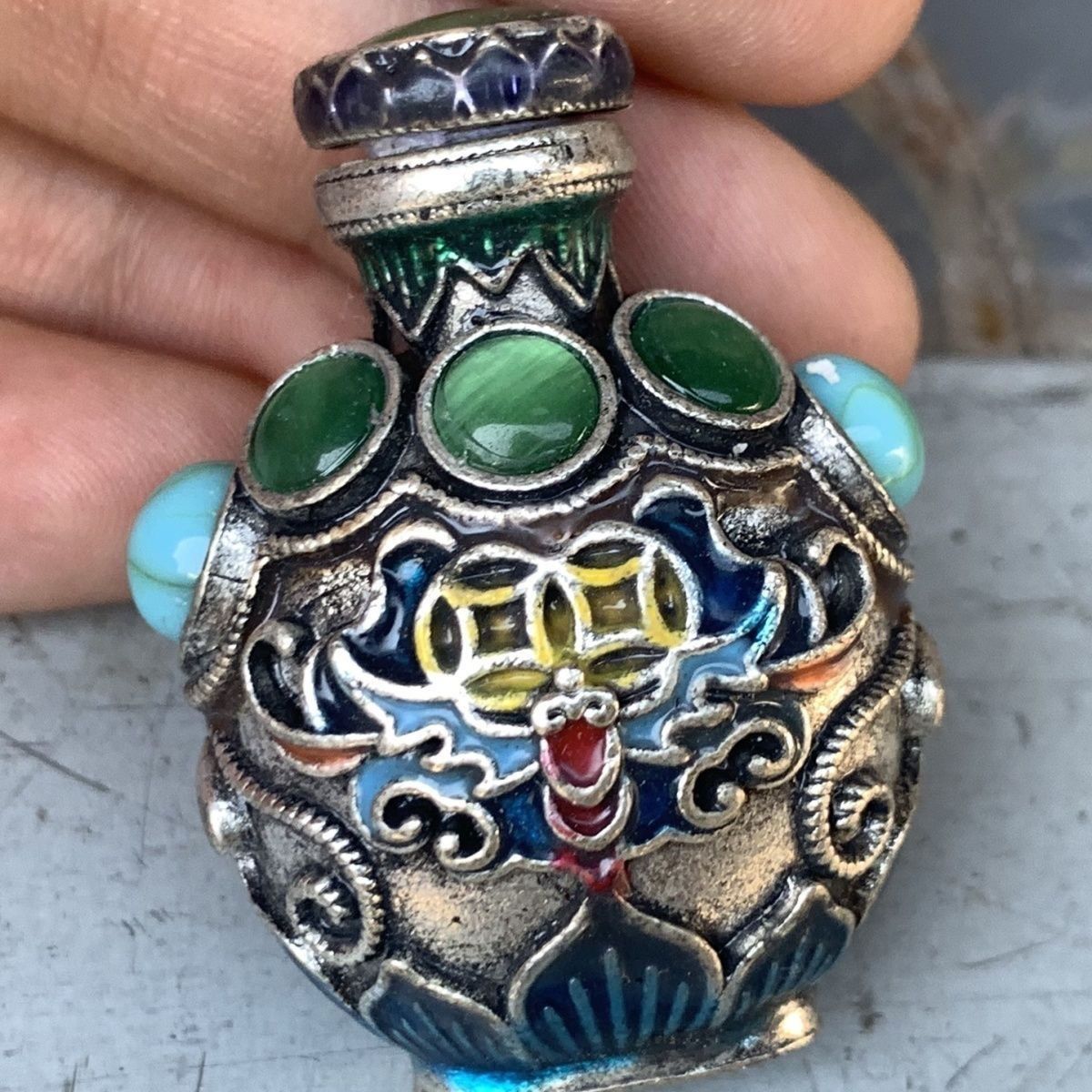 Vintage Collectible Bottles - Fiaschetta Vintage in Bronzo Cloisonné, Mini